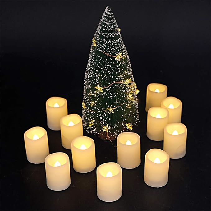 DRomance Flameless Flickering LED Votive Candles with Remote, Battery Operated TeaLights Battery Included,Warm White Light 1.5 x 2 inch Set of 10 for Christmas Decoration