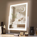 HIEEY Lighted Makeup Mirror, Hollywood Vanity Mirror with Lights, Three Color Lighting Modes, and 5X Magnification Mirror, Smart Touch Control, 360°Rotation (16.3in,White,Gift Box)
