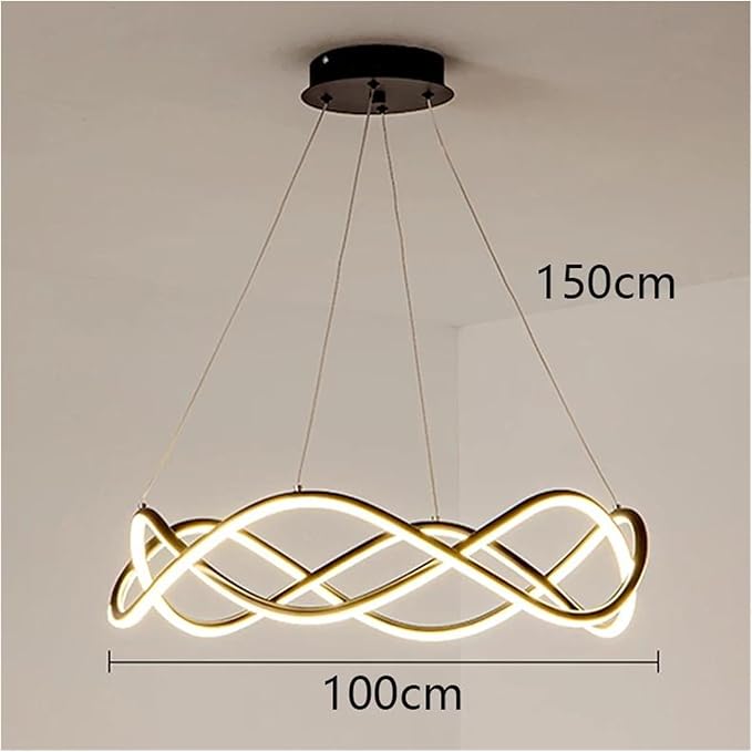 Modern Home Decor Led Lights Pendant Light Lamps for Living Room Chandeliers for Dining Hanging Indoor Lighting,Modern LED Chandelier(APP with RC Dimmable,Black-D100cm)