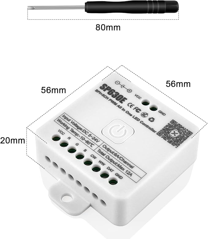 RGBZONE Bluetooh LED Controller, Smart APP Control, DC5V/12V/24V SP630E LED Controller, Mic Music Sync, Support PWM Single Color CCT RGB RGBW RGBCCT Or SPI TTL IC Chip LED Strip WS2811 WS2812B etc.