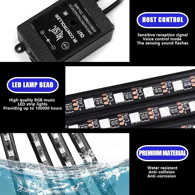 Car Led Interior Lights, 48 LED Multi Color Strip Light Under Dash Lighting Kit with APP Control, 12V Vehicle RGB Smart Music Sync Color Change Lights, Car Accessories (Cigarette Lighter+APP)