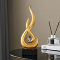Gold Flame Statue Decor for Living Room, 11.8″ H Modern Minimalist Sculptures Home Decorations for Dining Room, Abstract Art Sculpture for Shelf Coffee Table Centerpiece