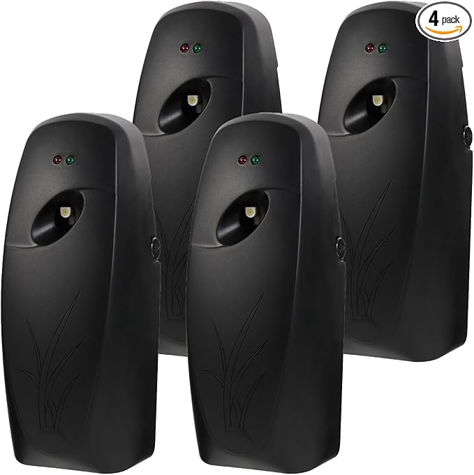 4PCS Automatic Air Freshener Spray Dispenser - Commercial and Home Use - Multiple Time Scent/Mist Release Settings for Room/Restroom Sprayer,Air Freshener not Included,Black
