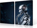 TUMOVO 3 Pieces Decor Robot Pictures Paintings Data Analysis Canvas Wall Art Artwok Modern Home Decorations for Living Room, AI Giclee Framed Ready to Hang Posters, 24" Wx16 H