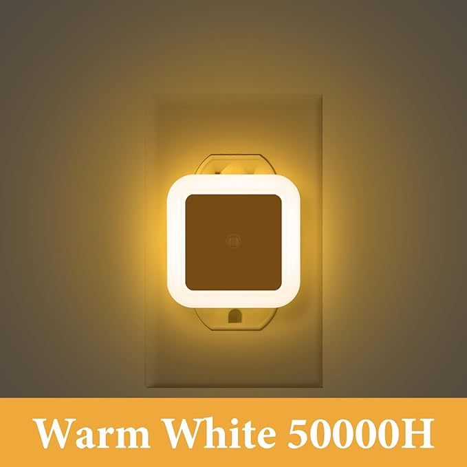Tuanse LED Night Lights Plug into Smart Sensor Automatic Night Lamp Nightlights Accessories for Bedroom Bathroom Toilet Stairs Kitchen Hallway(24 Pcs,White,Warm Light)