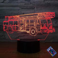 Creative 3D Fire Truck Night Light 16 Colors Changing USB Power Remote Control Touch Switch Decor Lamp Optical Illusion Lamp LED Table Desk Lamps
