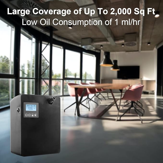 Smart Scent Air Machine with Professional Cold-Air Diffusion Technology for Home, Waterless Essential Oil Diffuser 300ml, HVAC Oils Large Room, Business, Office, Spa Room (Black)