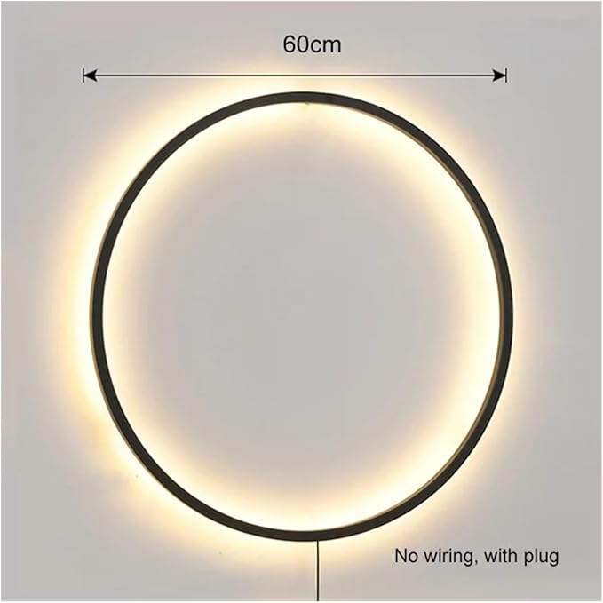 Wiring-Free Living Room Sofa Background Wall Decoration - Minimalist Bedroom lamp Ring Art Atmosphere Wall Light,Kitchen Island (3 Colors 60cm B)