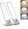 Under Cabinet Lighting, LED Motion Sensor Light Indoor with 3 Color Temps, 1500mAh USB Rechargeable Closet Lights, Dimmable Wireless Under Counter Lights for Stairway, Wardrobe, Kitchen(9Inch, 2 Pack)
