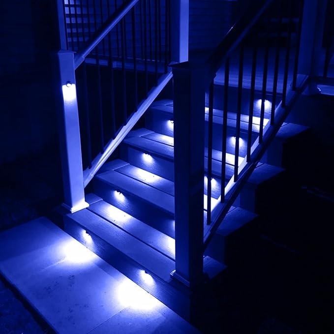 Recessed LED Deck Lighting Kits DC12V Low Voltage F1.38 Waterproof IP 65，In Ground Lights for Steps,Stair,Patio,Floor,Pool Deck,Kitchen,Outdoor Landscape Lighting (1pcs,Blue)