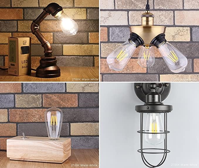 Dimmable Vintage Edison Bulb 4W,Equivalent 40W Incandescent,ST18 Antique LED Filament Bulbs,2700K Warm White 450 Lumens,E26 Led Bulb,Pack of 3