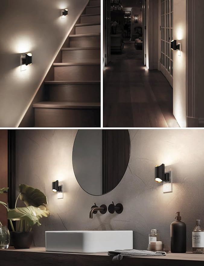 L LOHAS LED Night Lights Plug into Wall, Bright Night Light, 5000K Daylight White, Dimmable Nightlights with Light Sensor, Decorative Nightlight for Hallway Bathroom Kitchen, 2 Pack