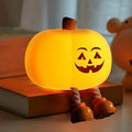 Pumpkin Night Light for Kids Cute Jack O Lantern Halloween Decor Nightlight for Baby Nursery Toddler Squishy Pumpkin Lights Cordless Rechargeable Dimmable Silicone Bedside Lamp Halloween Gifts