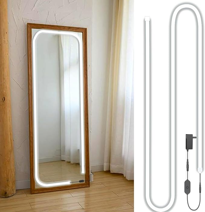 LED Vanity Mirror Lights, Hollywood Style Makeup Light, 13.2FT/6000K/Dimmable/12V Adapter/Self-Adhesive Strip Lights for Mirror, Lighting for Makeup Vanity Table & Bathroom