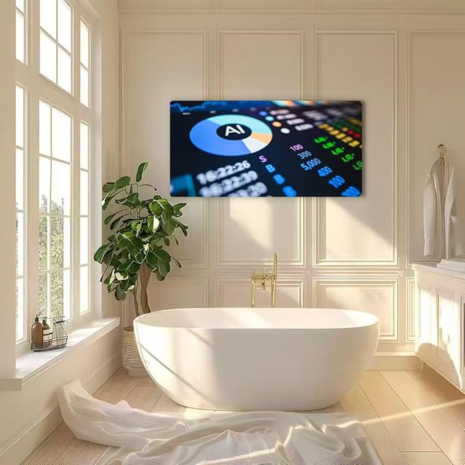 Wibinuki Wall Art Wall Decor Wall Paintings Robotic Fin-tech Ai processing the signal opening or closing the for Living Room Bedroom Bathroom Home Decor Can Be Hung Directly 20"x 40"