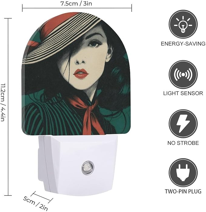 Plug in Night Light with LED & Smart Light Sensor, Stripe Concerto Auto-On/Off Night Lights Plug Into Wall for Bedroom, Bathroom, Hallway, Stairway