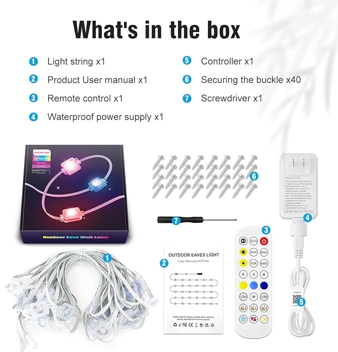 Permanent Outdoor Lights 50 FT Patio Lights,50ft RGB+IC Smart Outdoor Decor, 50 Scene Modes App/Remote Control, IP67 Waterproof for Christmas Holiday Party Decor for Garden House Roof Lighting