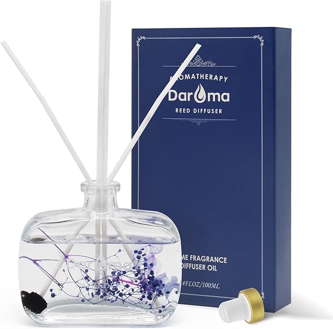 Reed Diffuser Set with Sticks, Daroma Dried Flowers Aromatherapy Reed Diffuser with Nature Essential Oil, Fragrance Scent Diffuser for Home Décor & Office, for Birthday,Christmas, Lavender
