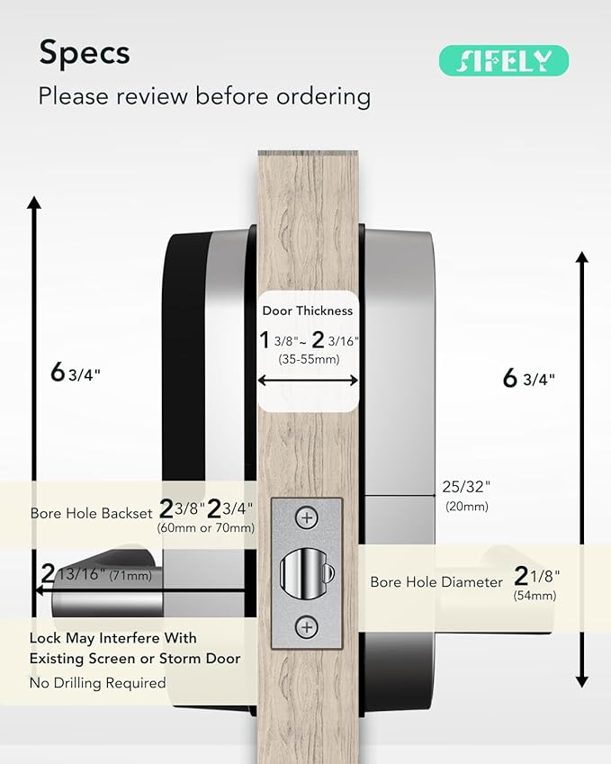 Keyless Entry Keypad Smart Door Lock with Handle & Knob – Digital Deadbolt for Front, Bedroom, Office & Interior Doors, App Control for Airbnb, Guests & Kids, Easy DIY Install (No Fingerprint)