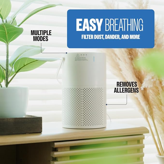 Hazel Air Purifier for Bedroom with True HEPA Filter | Quiet Air Cleaner for Dust, Pet Dander & Smoke | Compact Portable Air Purifiers for Home, Office & Dorm Rooms