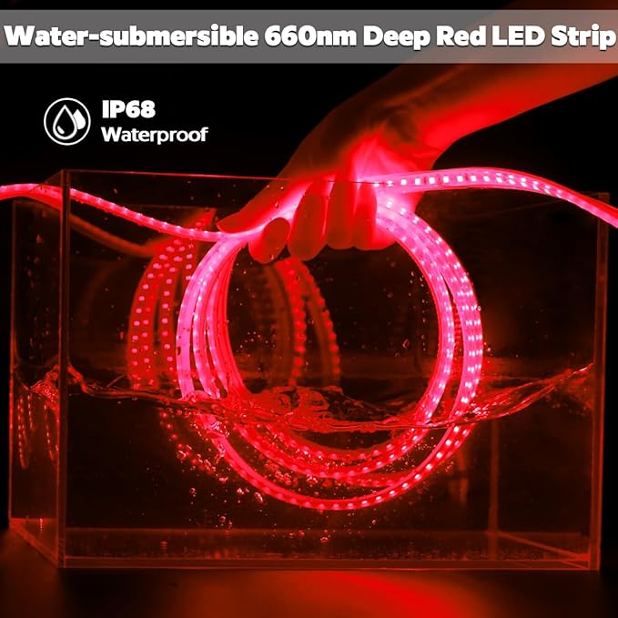 660nm Red Light Sauna LED Strip, Heat-Resistant IP68 Waterproof Flexible LED Tape Light, 24V 600 LEDs 5m/16.4Ft for Relaxation and General Lighting Use (660nm Red)