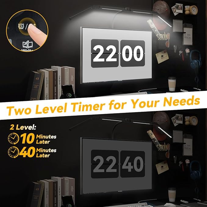 Adjustable LED Desk Lamp – Stepless Dimming & Color Temp Remote Control, Eye-Caring 4 Large Bright Light Souce for Home Office, Flexible Neck, Clamp Base, 5 Lighting Modes for Reading, Computer, DIY