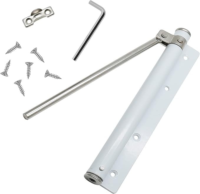Adjustable Spring Storm Door Closer, Automatic Door Closers Hinge, Heavy Duty Safety Spring Door Closer for Residential Commercial (White Color)
