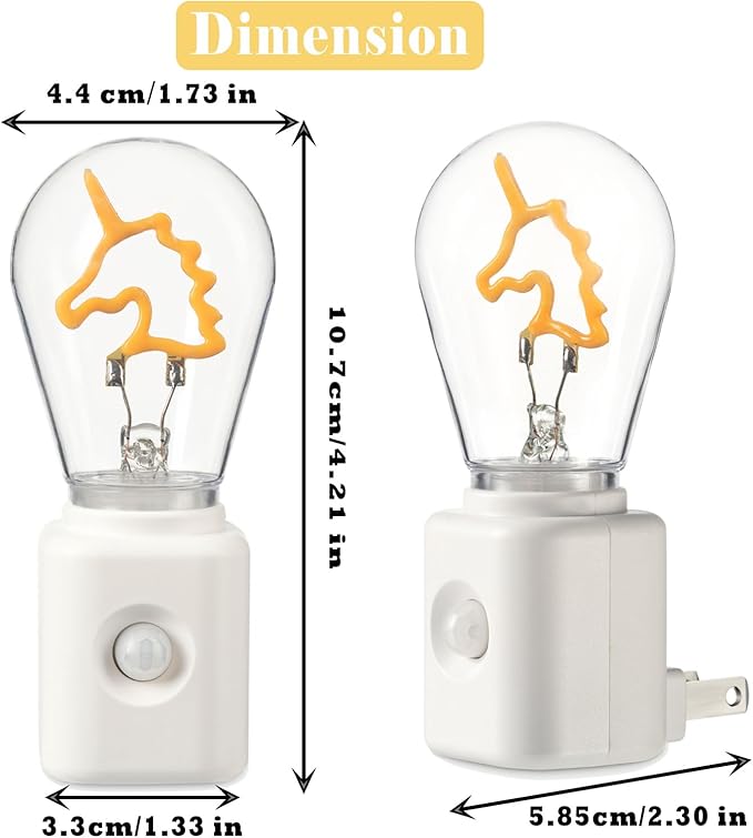 Vintage Filament LED Night Light Plug-in, Dusk to Dawn & Motion Sensor, 10-100LM Adjustable Brightness, Ultra Warm Ambience 2200K, Dimmable, for Bedroom, Hallway & Kitchen, 1 Pack