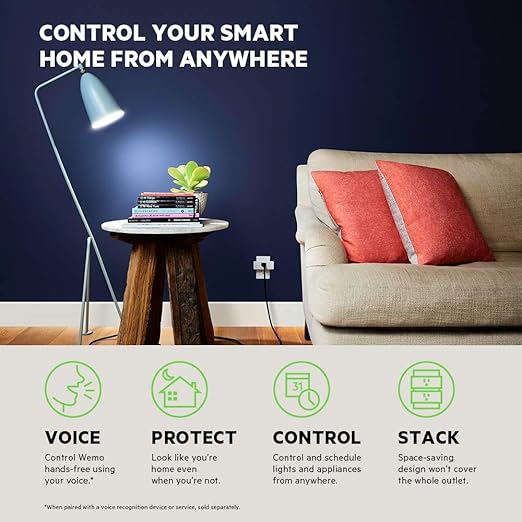 Wemo 43K-720-0224R Mini Smart Plug Compatible with Alexa, Google Assistant & Apple HomeKit(F7C063-CC), 2-Pack