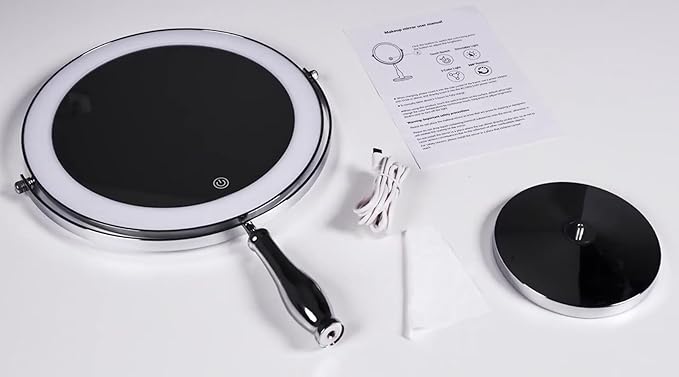 11.8" Extra Large Lighted Makeup Mirror, 1X/10X, 2-Sided Magnifying Mirror with 96 LEDs, 3 Color Dimmable Lights, 360° Swivel, LED Vanity Mirror, White - Great Gift Chrome