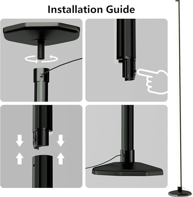 2400 Lumen LED Corner Floor Lamp with APP Control for Pet Rooms, Living Rooms, Bedrooms and Game Rooms, Office Lighting, Removable, Easy to Install Lighting (58-inch)