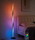 Smart RGBWIC Floor Lamp Basic, LED Corner Lamp compatible with Alexa, Modern Floor Lamp with Music Sync and 16 Million DIY Colors, Color Changing Standing Lamp for Bedroom Living Game Rooms, Black