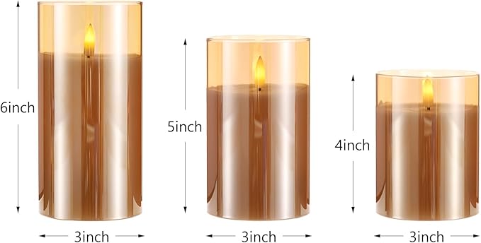 Flameless Candles, Battery Operated Candles LED Pillar Candles with Remote 10-Key Control and Timers for Indoor Home Fireplace Decor Wedding Festival Halloween Decorations, H 4" 5" 6", Set of 3