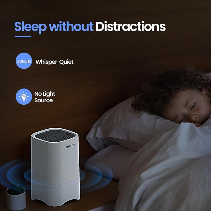 Small Air Purifiers for Home, Mini Air Purifier for Desktop, Bedroom, Office, Car, Room, Portable HEPA Air Purifier Air Cleaner for Smoke, Dust with Night Light