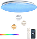 Dimmable Round LED Ceiling Light Flush Mount 16 Inch 50W Built-in Bluetooth Speaker Modern Lighting Fixtures RGB Ambient Ceiling Lamp Suitable for Bedrooms Kitchen Kids' Rooms and More