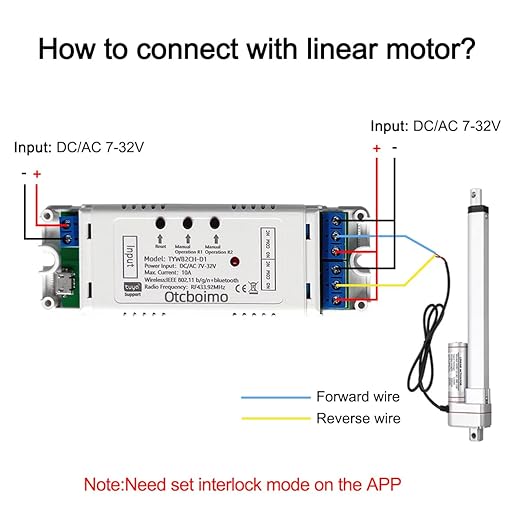WiFi Electric Linear Actuator Controller, 2 Channel DC12V 24V, Tuya Smart WiFi Relay Switch,Dry Contact Passive Output Switch Compatible with Alexa and Google Home