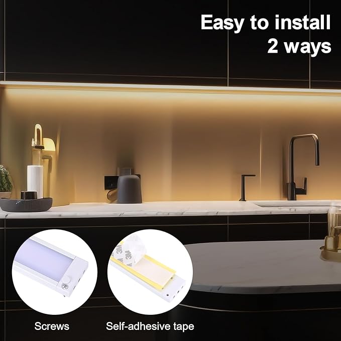 3pack 12inch Dimmable LED Under Cabinet Light Kit, 2700K to 6000K Smart LED Under Counter Lighting Fixture, Compatible with Alexa, Google Assistant, for Kitchen, Pantry, Shelf (White)