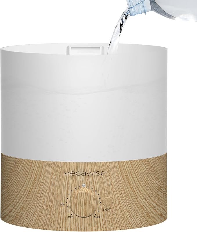 MEGAWISE 2 Pack1.5L Cool Mist Humidifier 2-Pack with 7 Color LED Lights, Adjustable Mist, Quiet Ultrasonic Humidifiers for Bedroom & Home