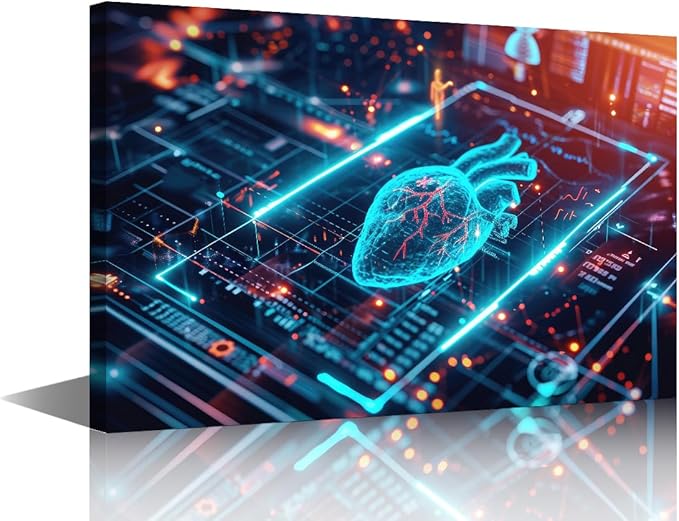 Artificial Intelligence Canvas Printing Wall Art Large Wall Art for Living Room AI Generated Print Artwork Canvas Office Computer Screen Picture Framed Wall Art Office Bedroom 24" Wx36 Hx1 Panel
