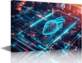 Artificial Intelligence Canvas Printing Wall Art Large Wall Art for Living Room AI Generated Print Artwork Canvas Office Computer Screen Picture Framed Wall Art Office Bedroom 24" Wx36 Hx1 Panel