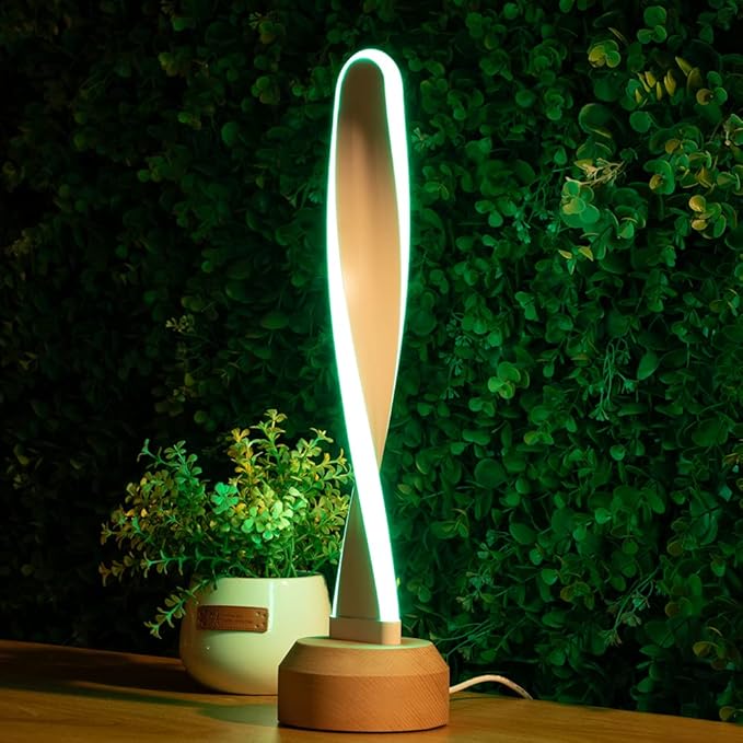Modern Wooden RGB Table Lamp with 7 Color-Changing Lights, Natural Beech Bedside Lamp for Bedroom, Living Room, Game Room, Creative Home Decor & Unique Gift Idea