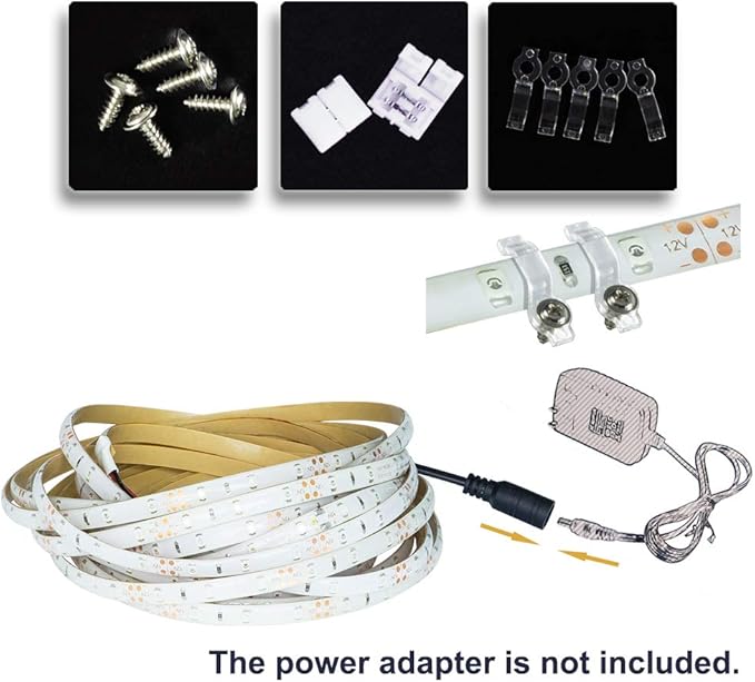 Water-Resistance IP65, 12V Waterproof Flexible LED Strip Light, 16.4ft/5m Cuttable LED Light Strips, 300 Units 3528 LEDs Lighting String, LED Tape(Orange) Power Adapter not Included