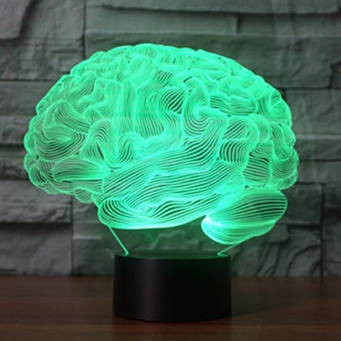 Creative 3D Brain Night Light 16 Colors Changing USB Power Remote Control Touch Switch Decor Lamp Optical Illusion LED Table Desk Lamp