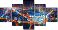 Rebotipy 5 Panel Canvas Wall Art Connection Concept Picture Printing Futuristic Communication Poster Communication Company Meeting Room Decoration Big Data Worker Living Room Decor Artwork 60x32 Inch