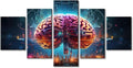 Abstract Brain Pictures Wall Art Decor Painting on Canvas Smart Brain Pictures for Home Walls Futuristic Technology Office Framed Modern Artwork for Living Room Bedroom, (60" Wx32 H)