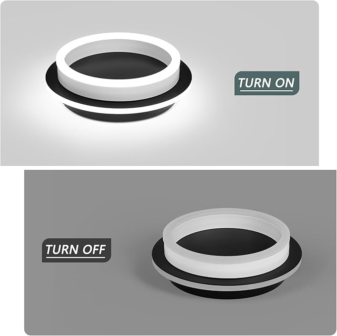 CAMEOE Modern Led Ceiling Light, 24W Black Led Hallway Ceiling Light Fixture, Small Round Flush Mount Ceiling Lights for Hallway Bedroom Kitchen Bathroom Entryway