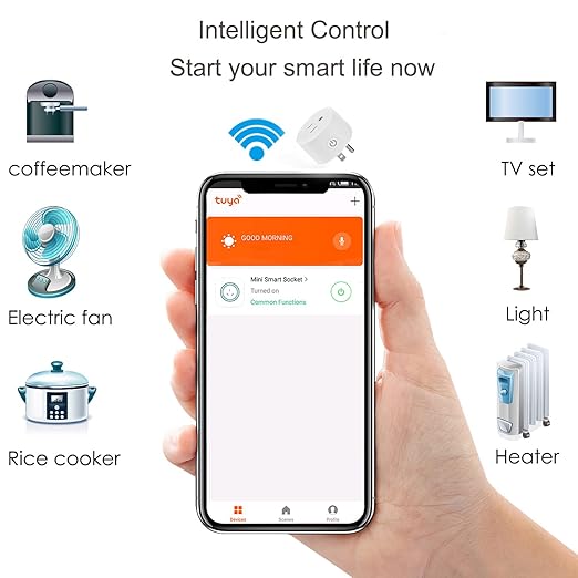 Tuya WiFi Smart Plug Works with Alexa Google Assistant IFTTT for Voice Control Mini Smart Outlet Plug with Timer Function,No Hub Required,Only 2.4GHz Wi-Fi,FCC/Rohs Listed Socket(2 Pack)