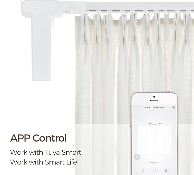 TWOPAGES Electric Smart Curtain Track for Ceiling Mount and Wall Mount, 122 Inches Motorized Curtains Rail System Compatible with Google, Alexa App, Remote Control