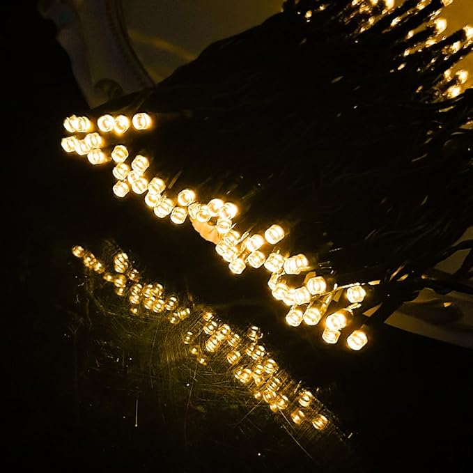 200LED Christmas String Lights, 66FT Hanging Fairy Light with 200 Bulbs Warm White 8 Lighting Modes Waterproof Green Wire for for Bedroom Classroom Patio Wedding Garden Décor