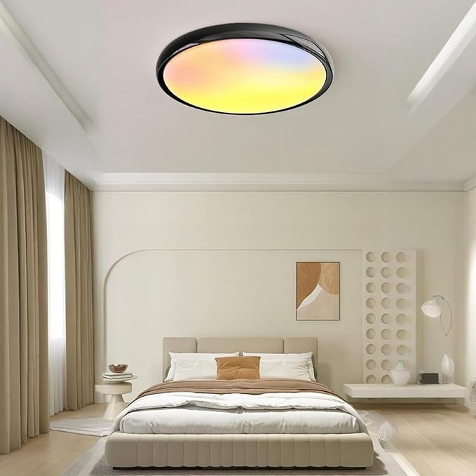 Smart Colour Ceiling Light, LED Ceiling Light with App Control, Remote Control, Color Temperature Range 1800K–12000K, for Indoor Home Lighting, Livingroom and Bedroom